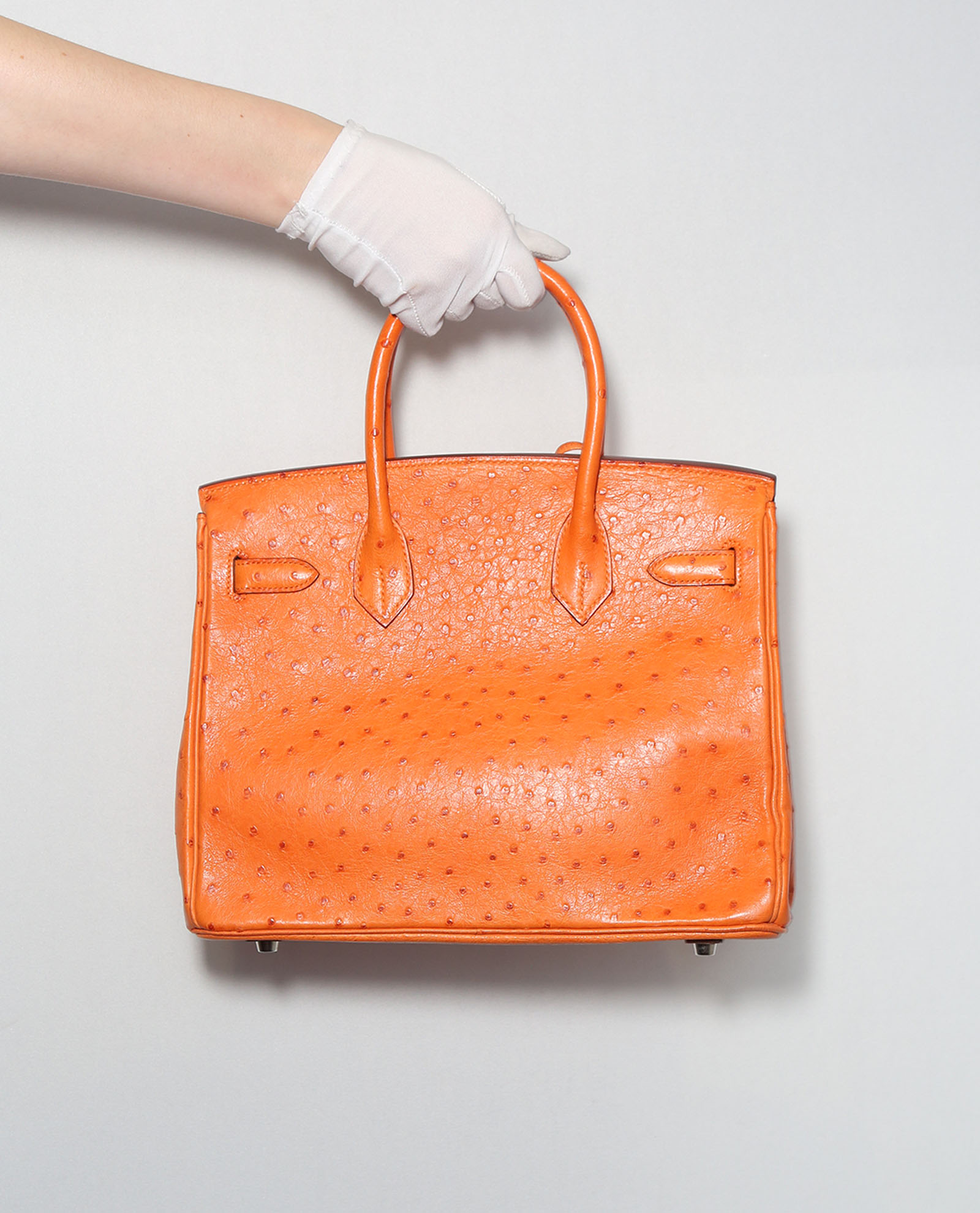 Birkin 30 Ostrich Skin in Orange Hermes Designer Exchange Buy Sell Exchange